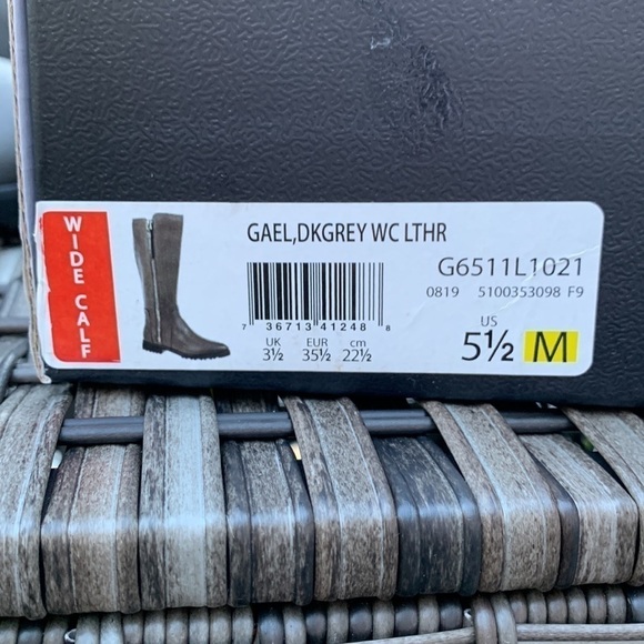 Naturalizer gael dark grey wide calf leather boots - Picture 5 of 16